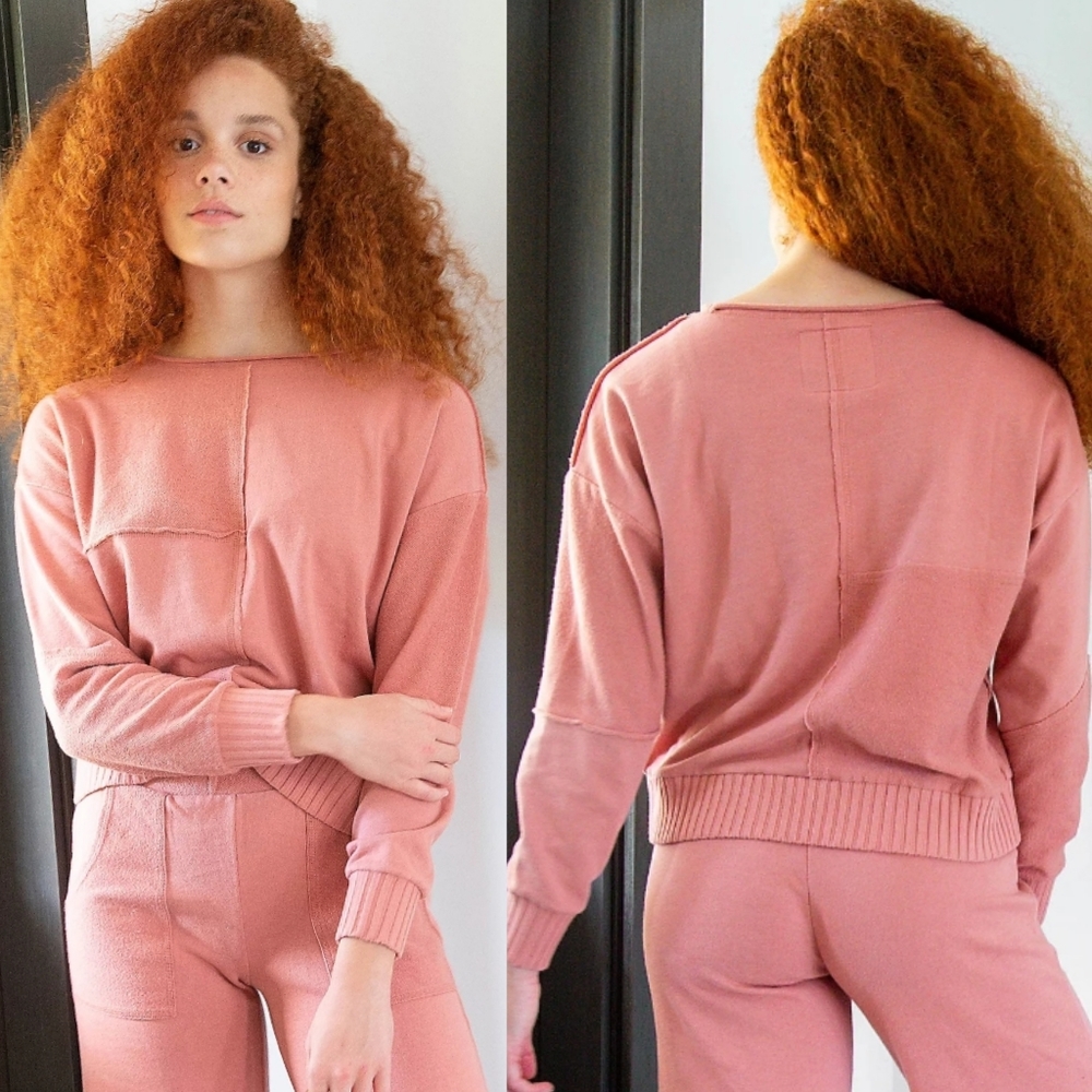 Peace Love World Oversized Comfy Terry Sweatshirt Loungewear Patch Design XS NEW
